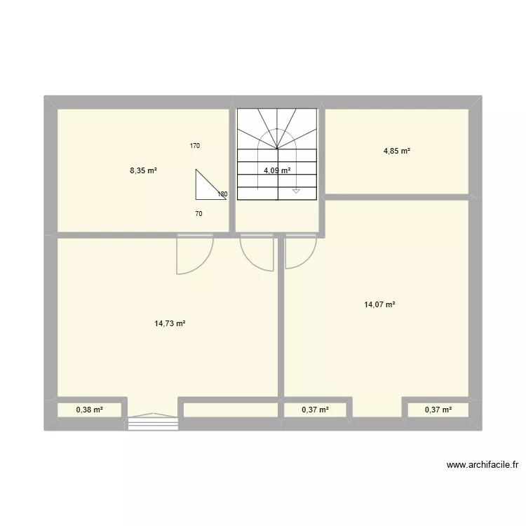 ETAGE MODIFIE 2026. Plan de 8  et 47 m²