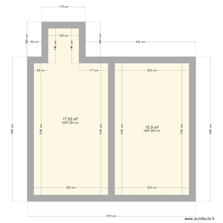 plan combles schneider. Plan de 2 pièces et 34 m2