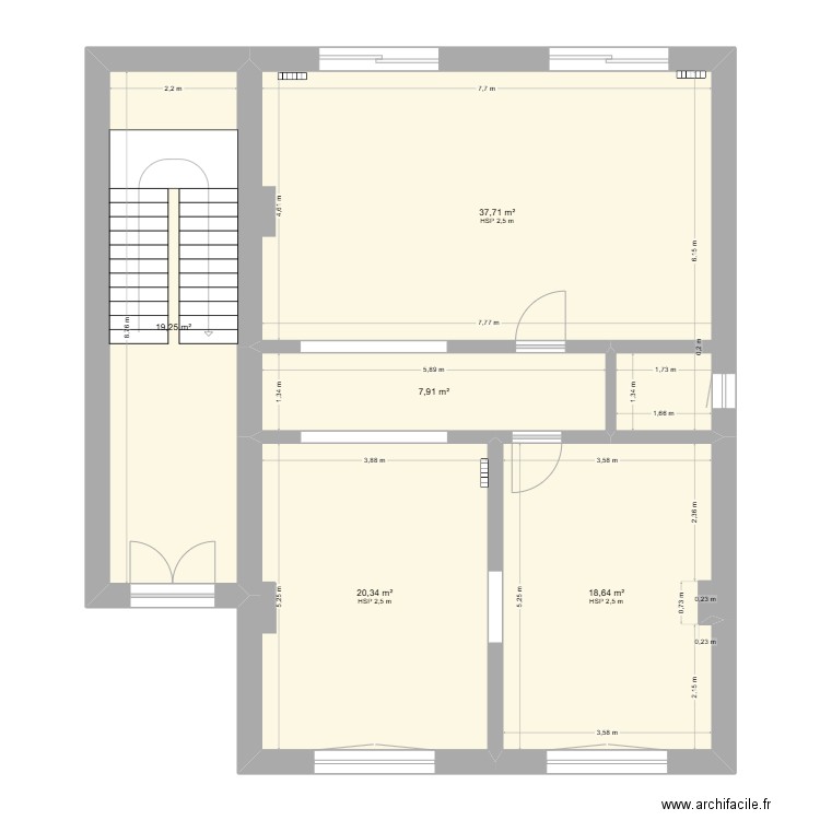 RDC_Avant. Plan de 5 pièces et 104 m2