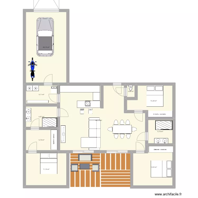 Maison U. Plan de Maison U. Plan de
