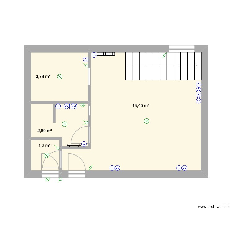 Plan électrique atelier. Plan de 4 pièces et 26 m2