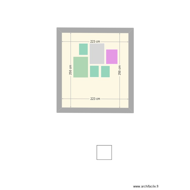 Dispo murale. Plan de 1 pièce et 6 m2
