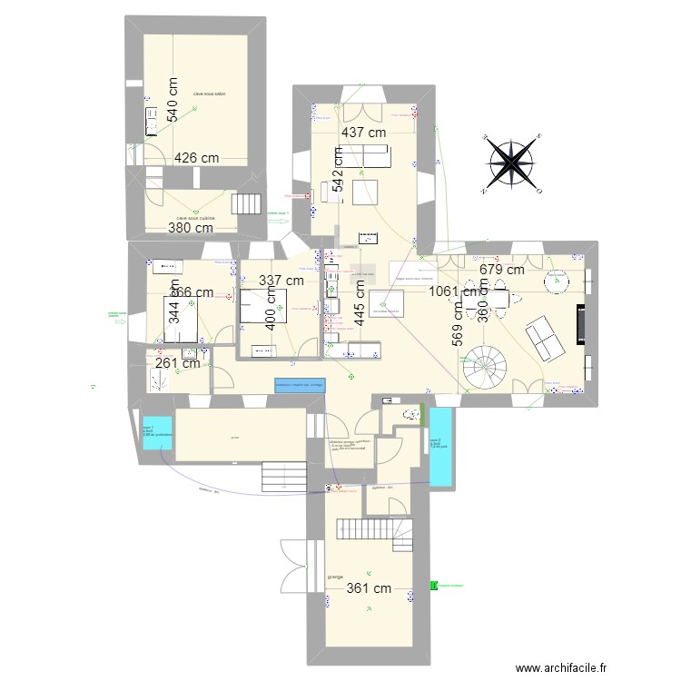 branceilles cuves. Plan de 10 pièces et 213 m2