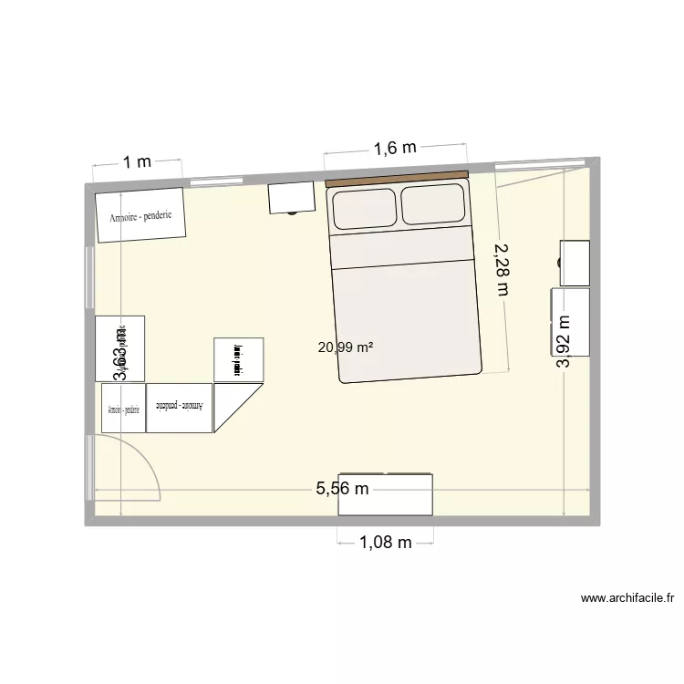 Plan chambre. Plan de 1 et 21 m² Plan chambre. Plan de 1 et 21 m²