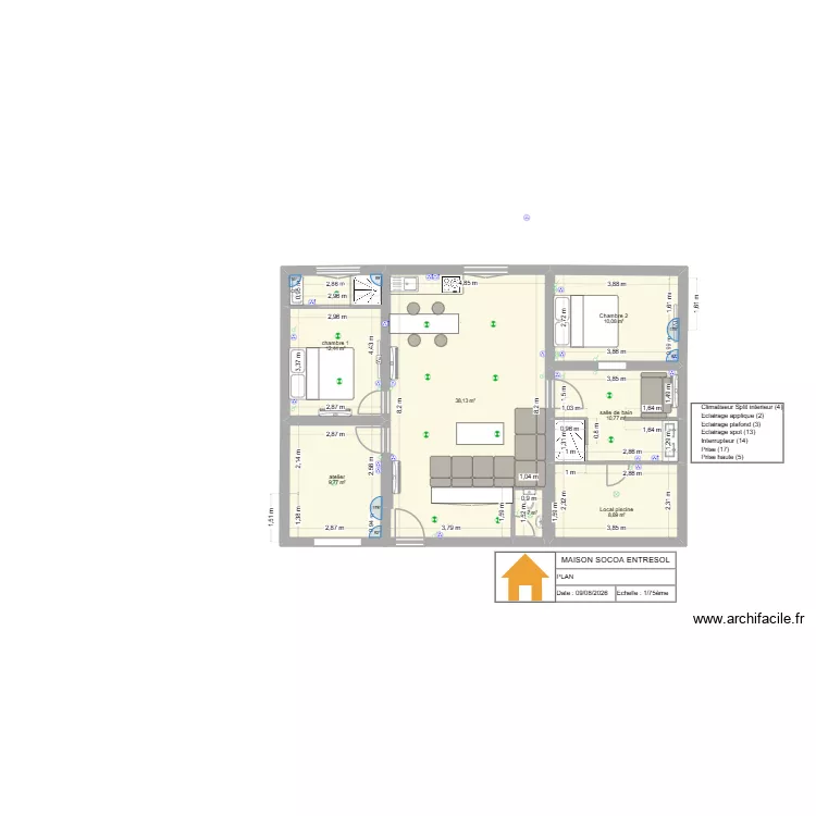 SOCOA entresol bis. Plan de 7 et 91 m² SOCOA entresol bis. Plan de 7 et 91 m²
