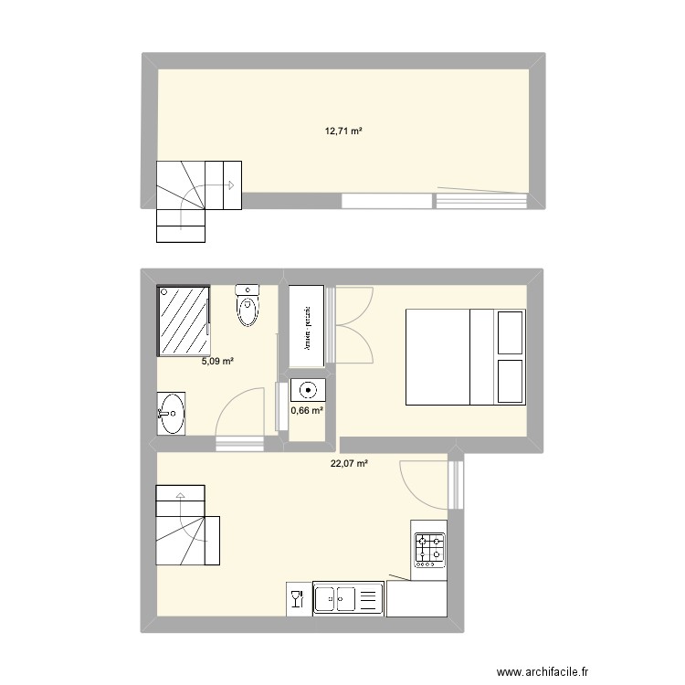 maison 2. Plan de 4 pièces et 41 m2