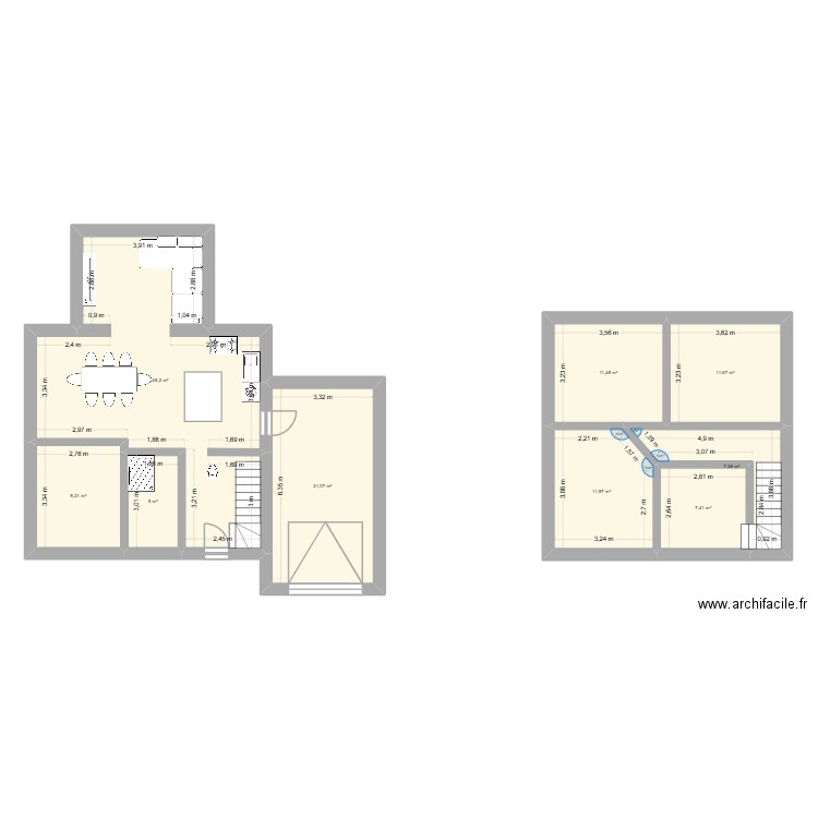 Maison 2. Plan de 9 pièces et 130 m2
