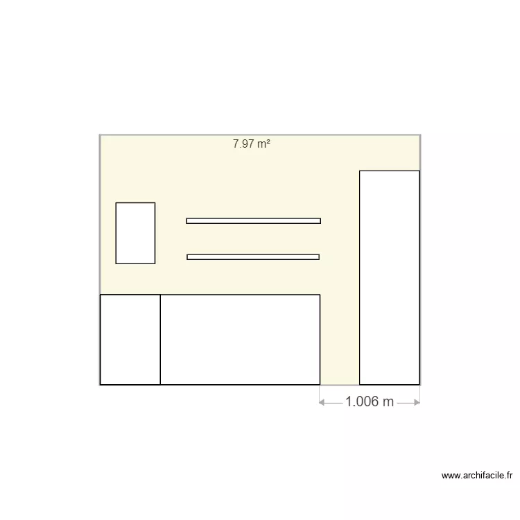 mur cuisine1. Plan de 1  et 8 m²