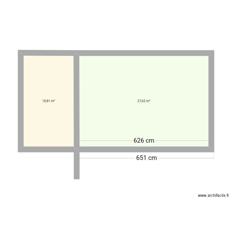 Meltoo. Plan de 2 pièces et 38 m2