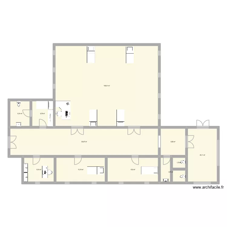 usic. Plan de 11  et 246 m²