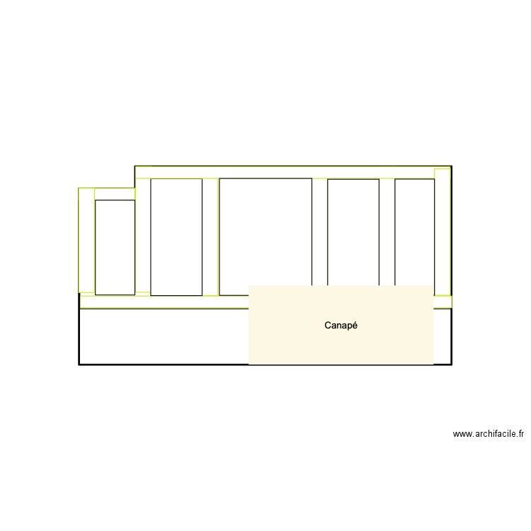 MOULURES N°1 - Modèle mur salle canapé . Plan de 1 pièce et 12 m2