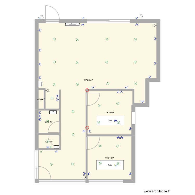CKS-Jurbise Electricité. Plan de 6 pièces et 83 m2