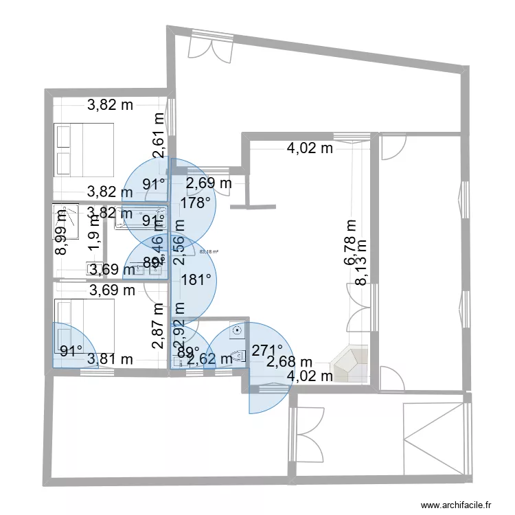 Msaken. Plan de 1  et 83 m²
