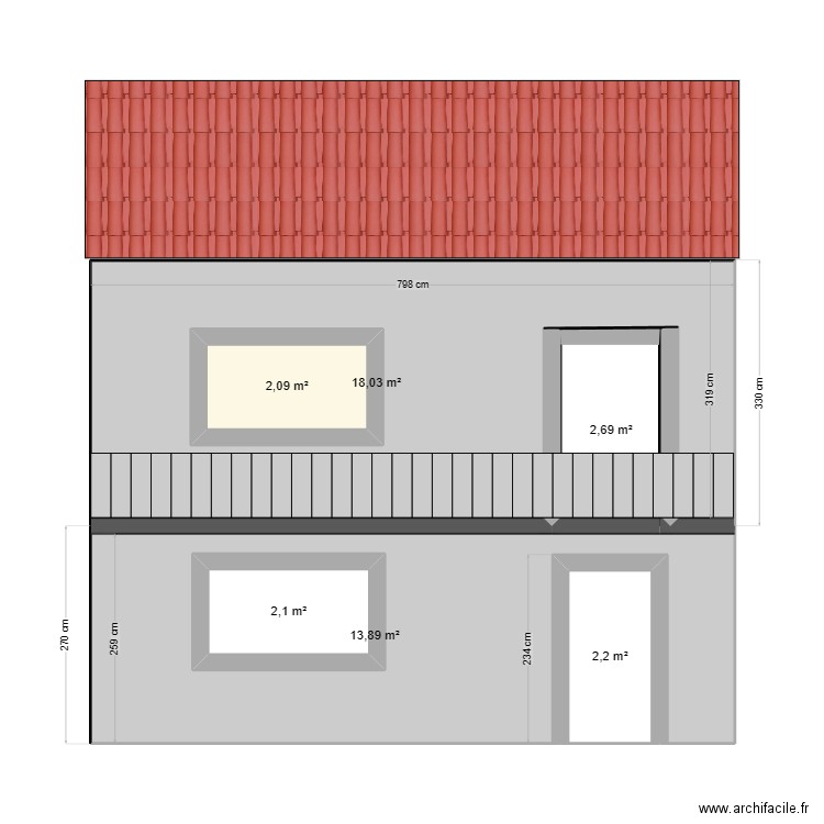 DANILOVIC FACADE ARRIERE PROJET 4. Plan de 6 pièces et 48 m2