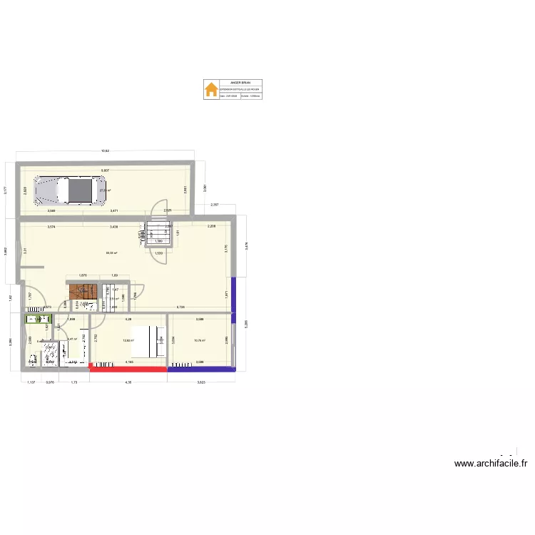 MAISON  LEXTENSION SOTTEVILLE. Plan de 15  et 170 m²