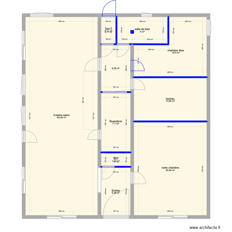 maison castelginest nouveau romane. Plan de 10 pièces et 152 m2