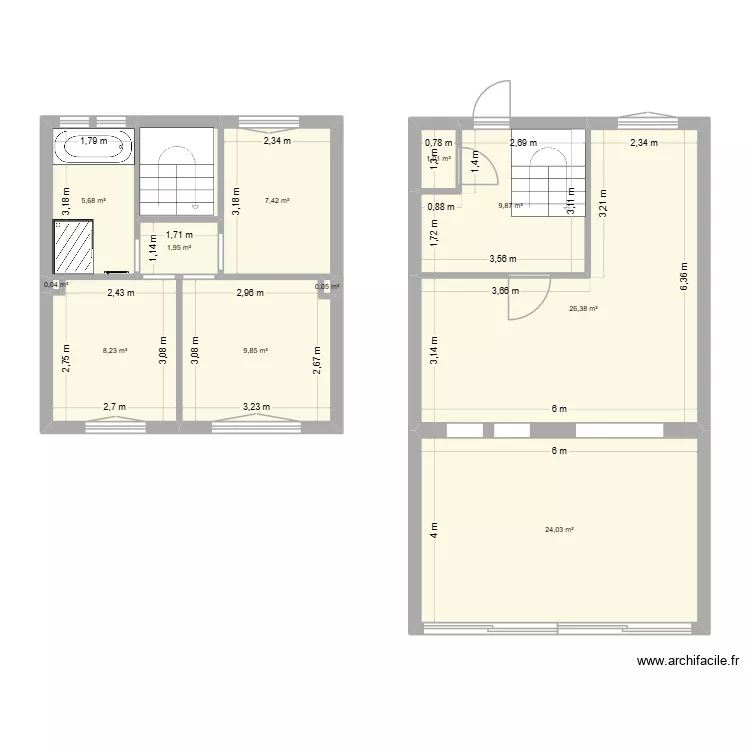 maison. Plan de 12  et 98 m²