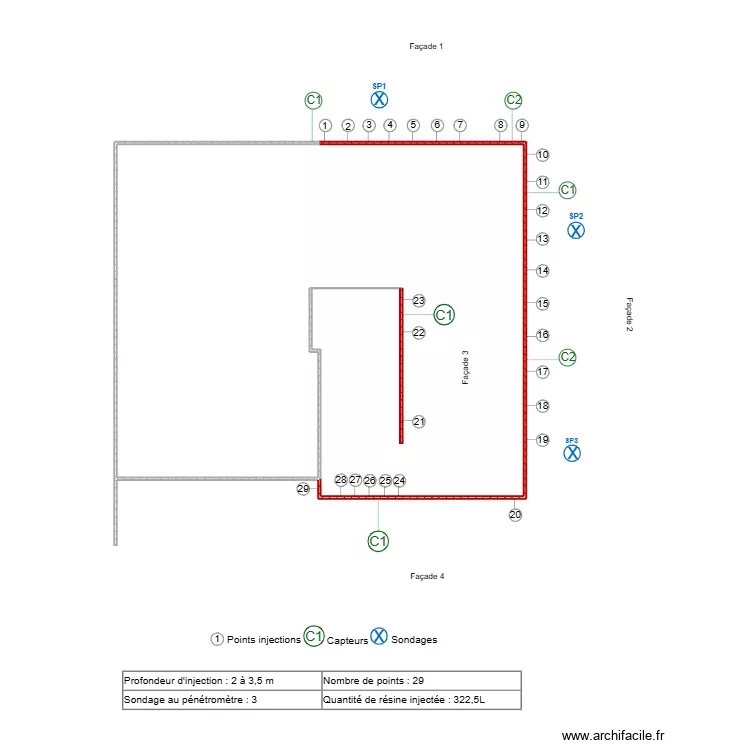 Pate. Plan de 1 Pièce et 82 m²
