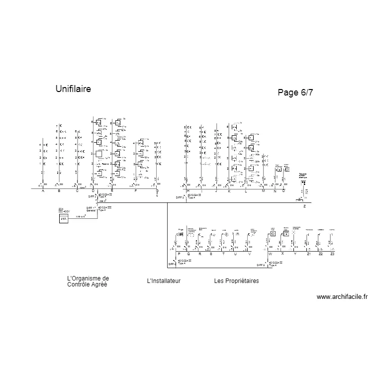 sch&eacute;ma unifilaire. Plan de 