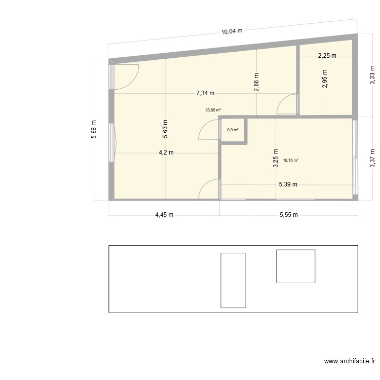 ATELIER 11. Plan de 3 pièces et 56 m2