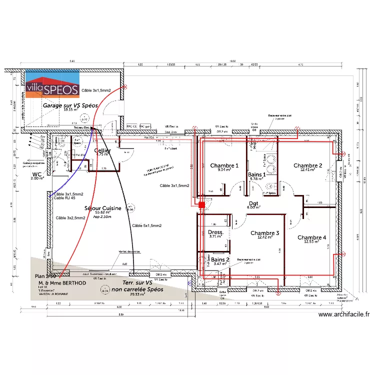 Alimentation appliques ext&eacute;rieures. Plan de 