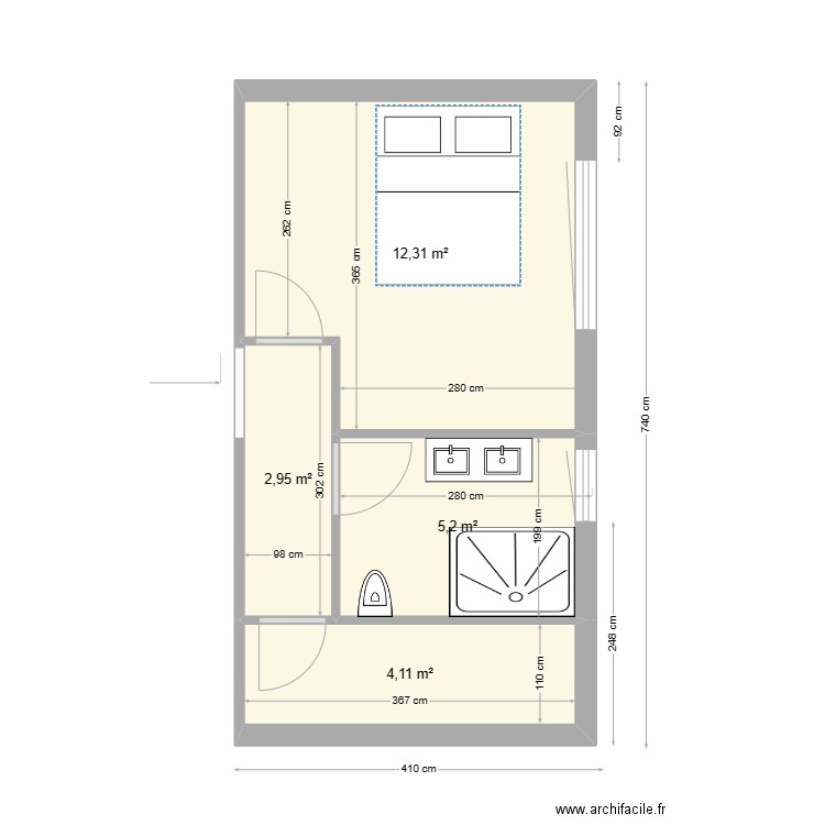 fresnes base 20112023 extension. Plan de 4 pièces et 25 m2