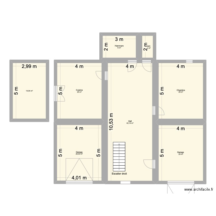 Maison 1. Plan de 8 pièces et 145 m2