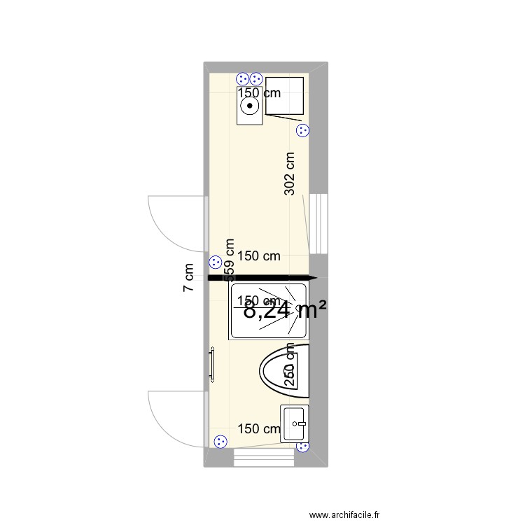 Salle d’eaux . Plan de 0 pièce et 0 m2