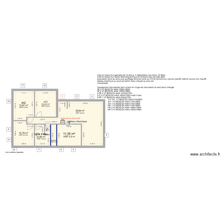 bonato fils. Plan de 8 pièces et 94 m2
