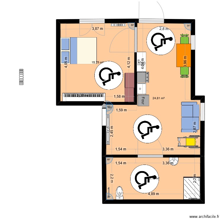 j's house . Plan de 3 pièces et 51 m2