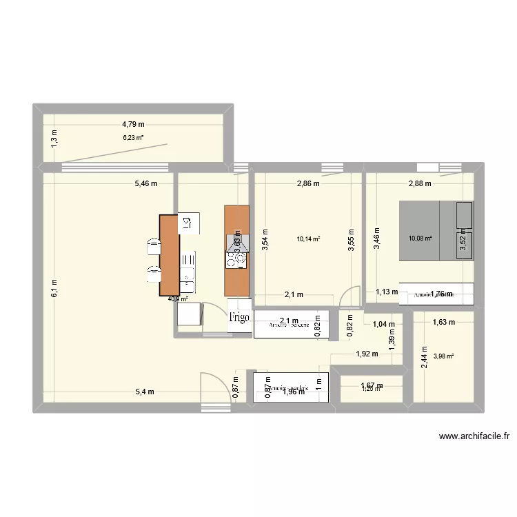 lilas 1. Plan de 6 pièces et 73 m²