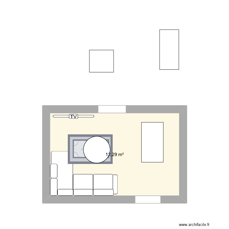 Salon. Plan de 1 pièce et 12 m2