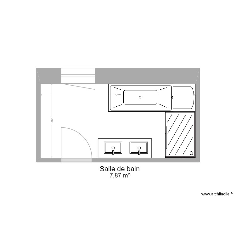 Salle de bain_3. Plan de 1 pièce et 8 m2