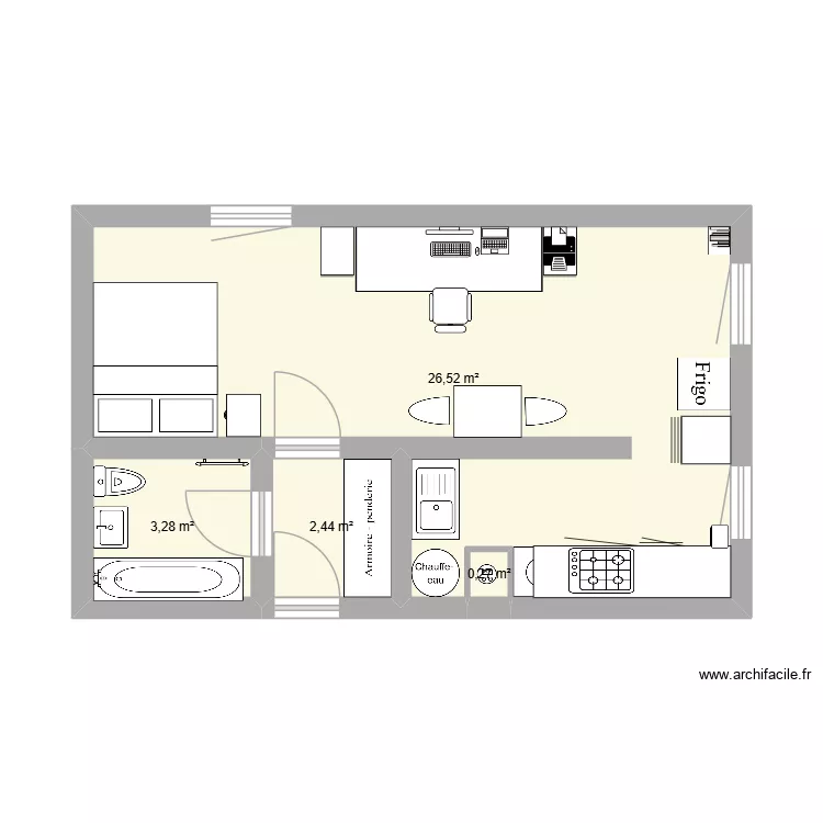 Appartement juju et dada. Plan de 4  et 33 m²