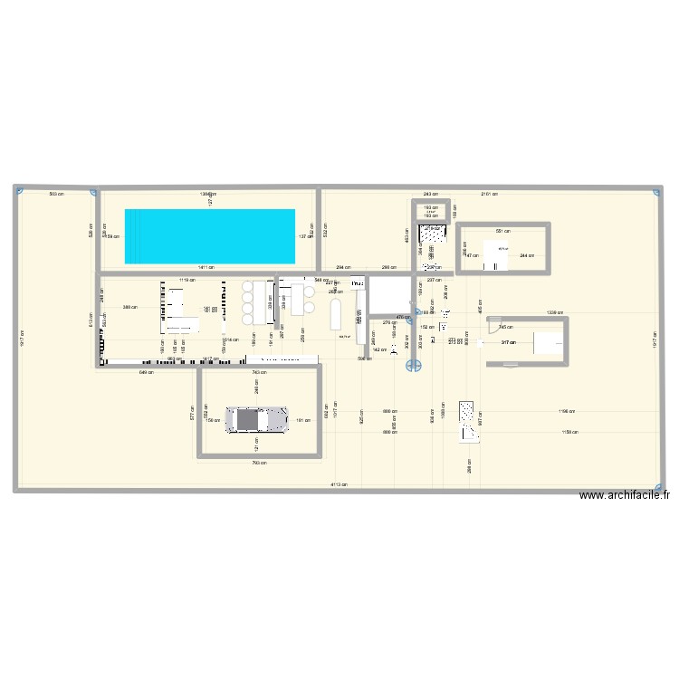 PlainPied. Plan de 6 pièces et 814 m2