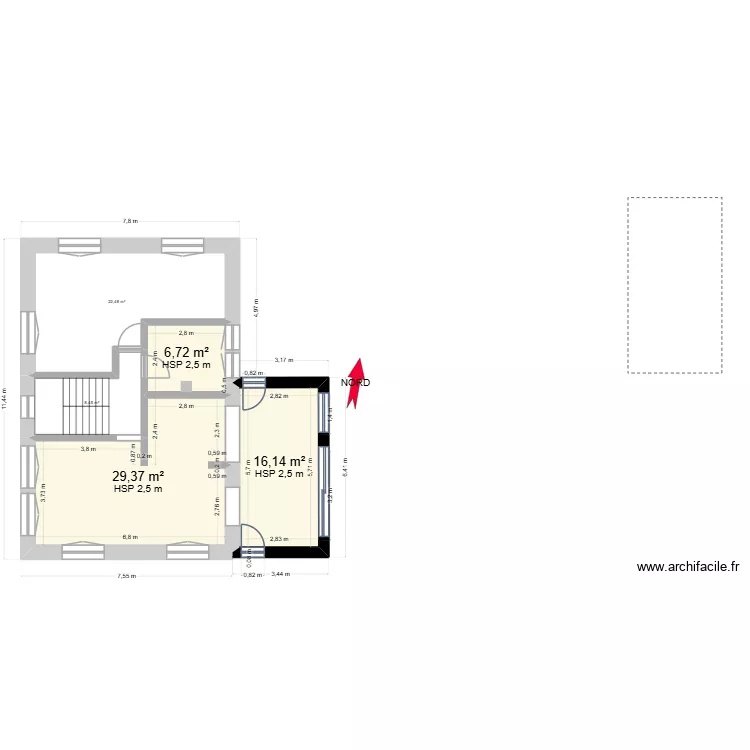 Maison DPT bis. Plan de 5  et 83 m²