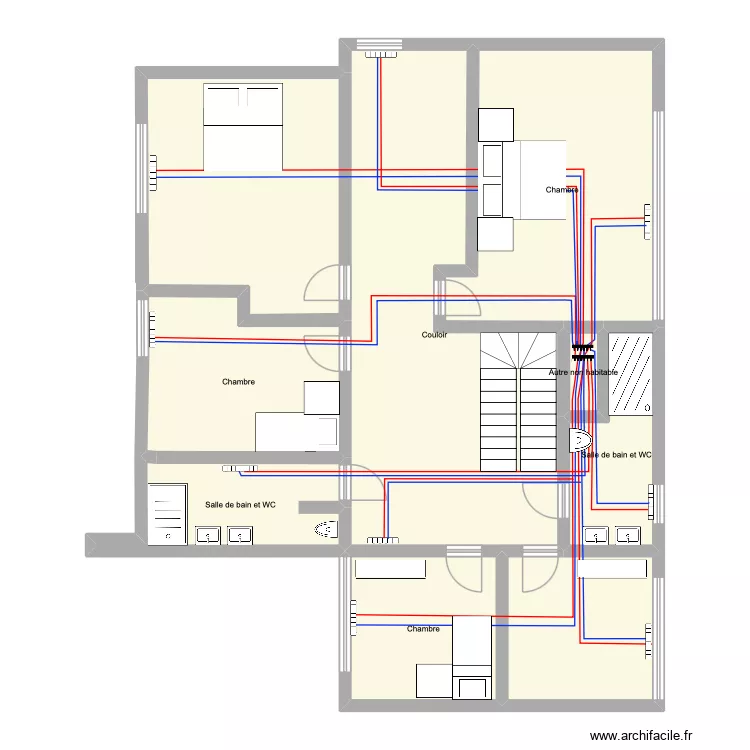 Derni&egrave;re &eacute;tage. Plan de 9  et 135 m²