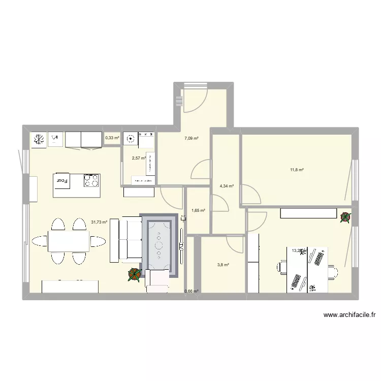 Appartement Ixelles. Plan de 10 pièces et 77 m² Appartement Ixelles. Plan de 10 pièces et 77 m²