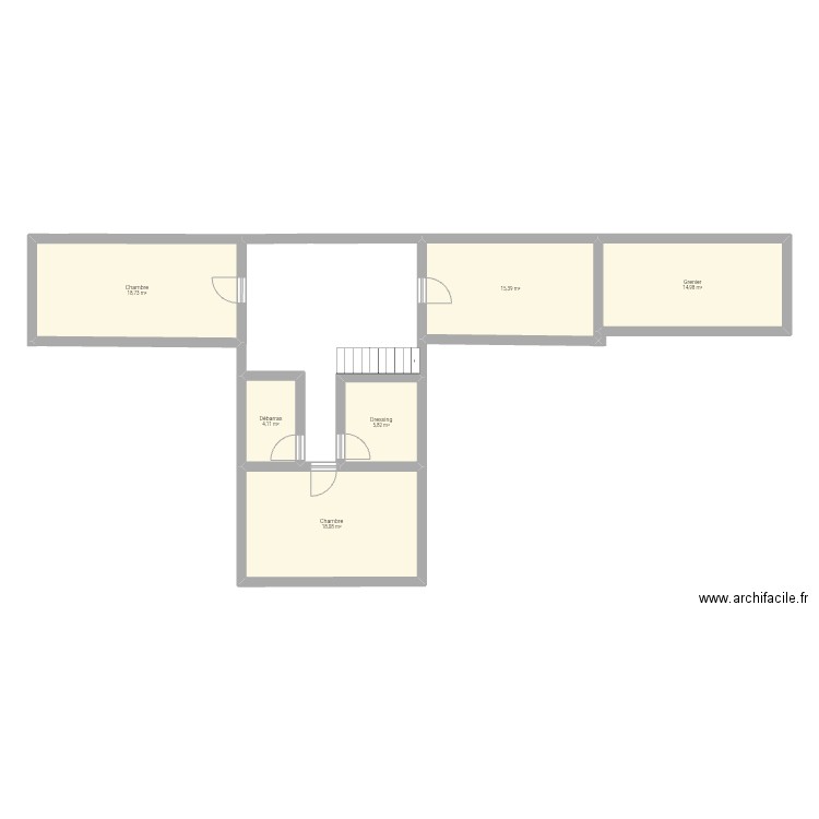 Saint Denis etage. Plan de 6 pièces et 77 m2