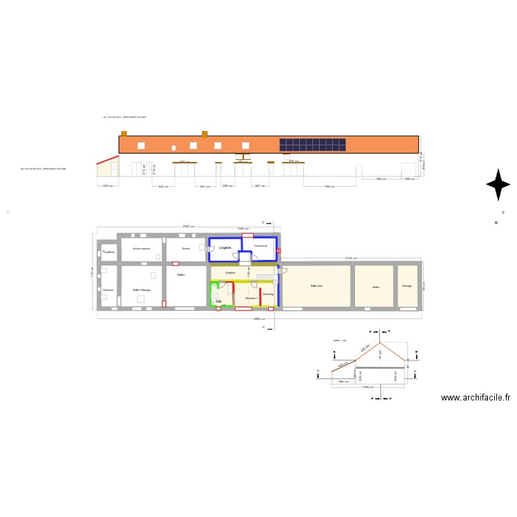 Plan RDC_Masse. Plan de 3 pièces et 191 m2