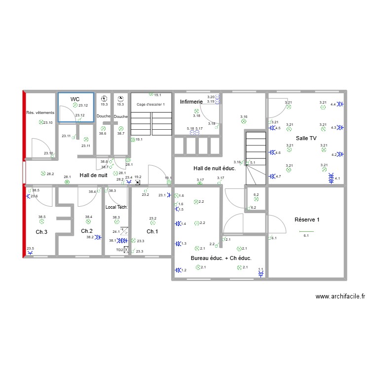 Hamoir Etage1.2. Plan de 19 pièces et 87 m2