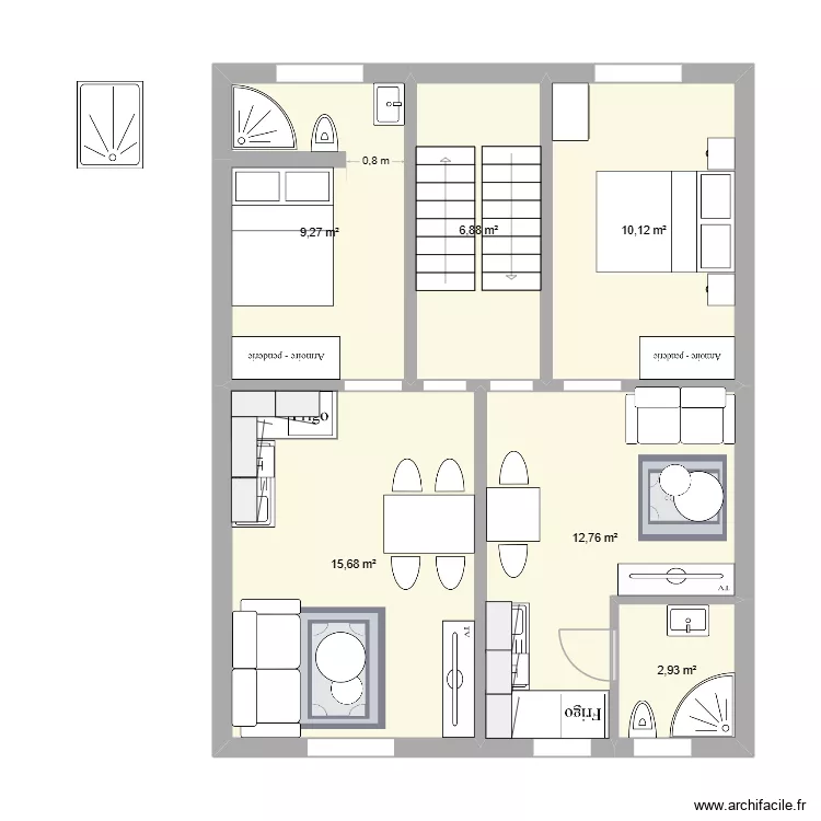 Tervuren - 2 e &eacute;tage meubl&eacute;. Plan de 6  et 58 m²