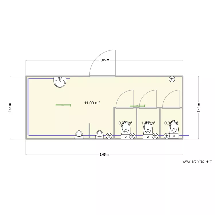 Dufour, maritime am&eacute;nag&eacute; v2. Plan de 4  et 14 m²