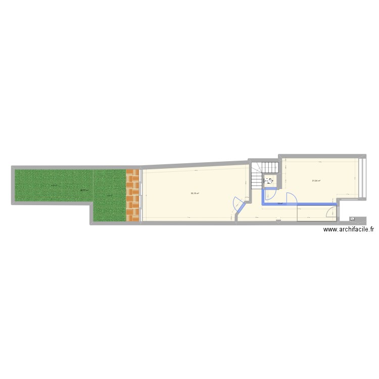 RDC. Plan de 5 pièces et 97 m2