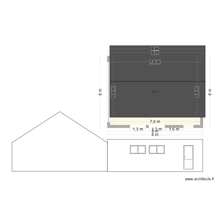 Garage. Plan de 1 pièce et 43 m2
