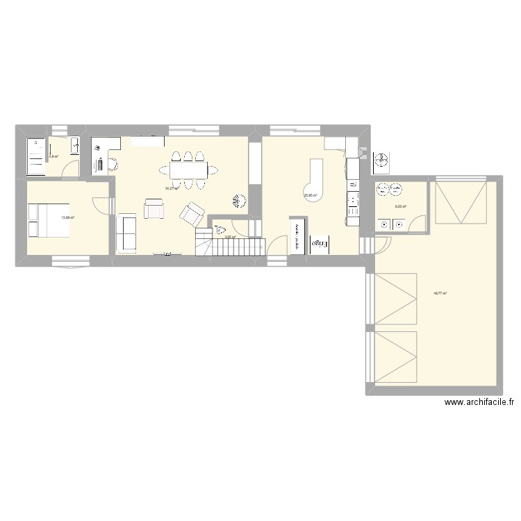 Dan et Chris. Plan de 7 pièces et 138 m2