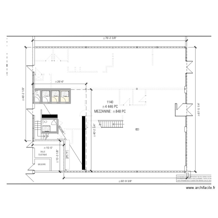 Mezanine. Plan de 2 pièces et 4 m2