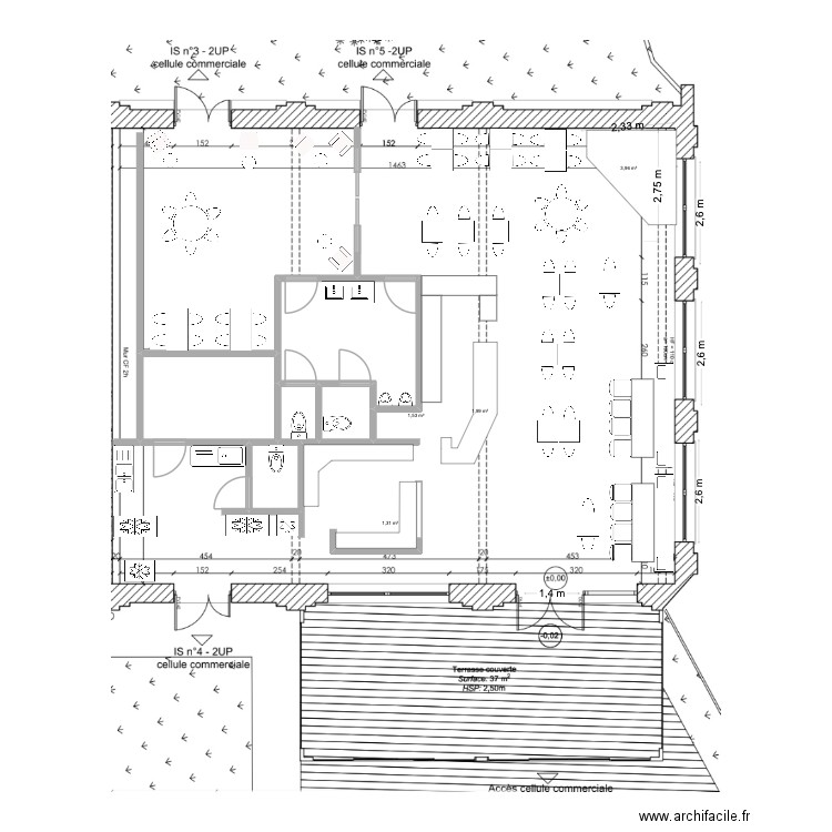 Plan initial BAB. Plan de 5 pièces et 21 m2