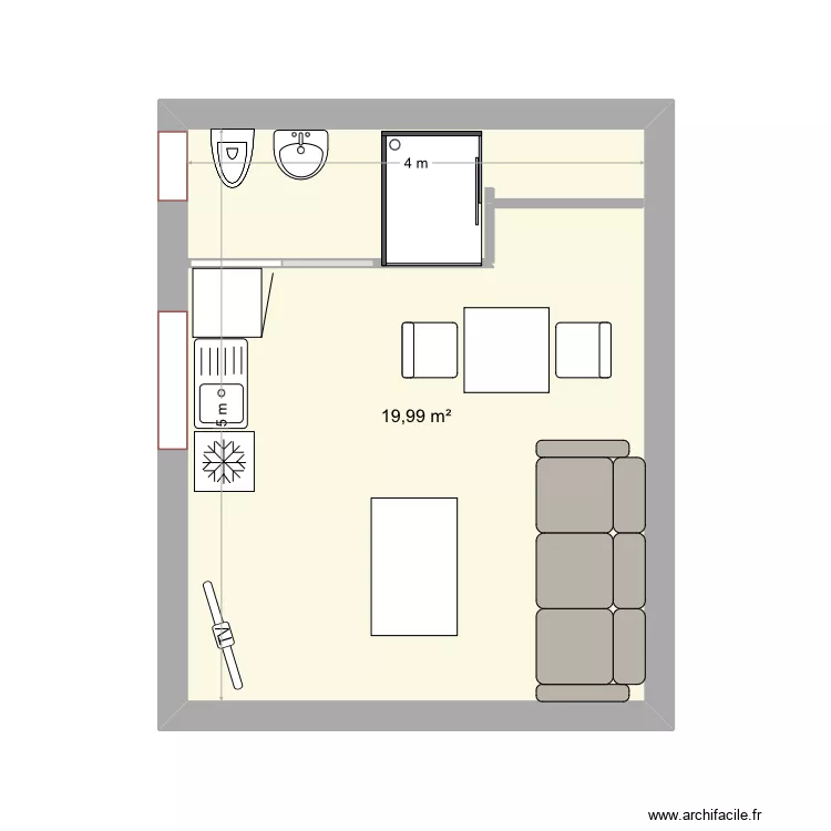 Studio lavandes. Plan de 1 et 20 m² Studio lavandes. Plan de 1 et 20 m²