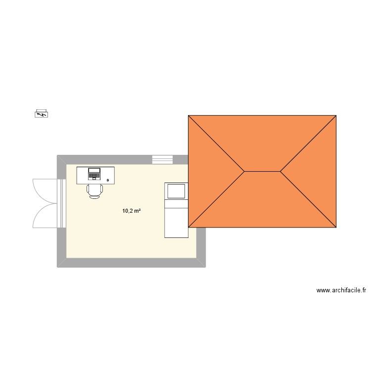 extreai. Plan de 1 pièce et 10 m2